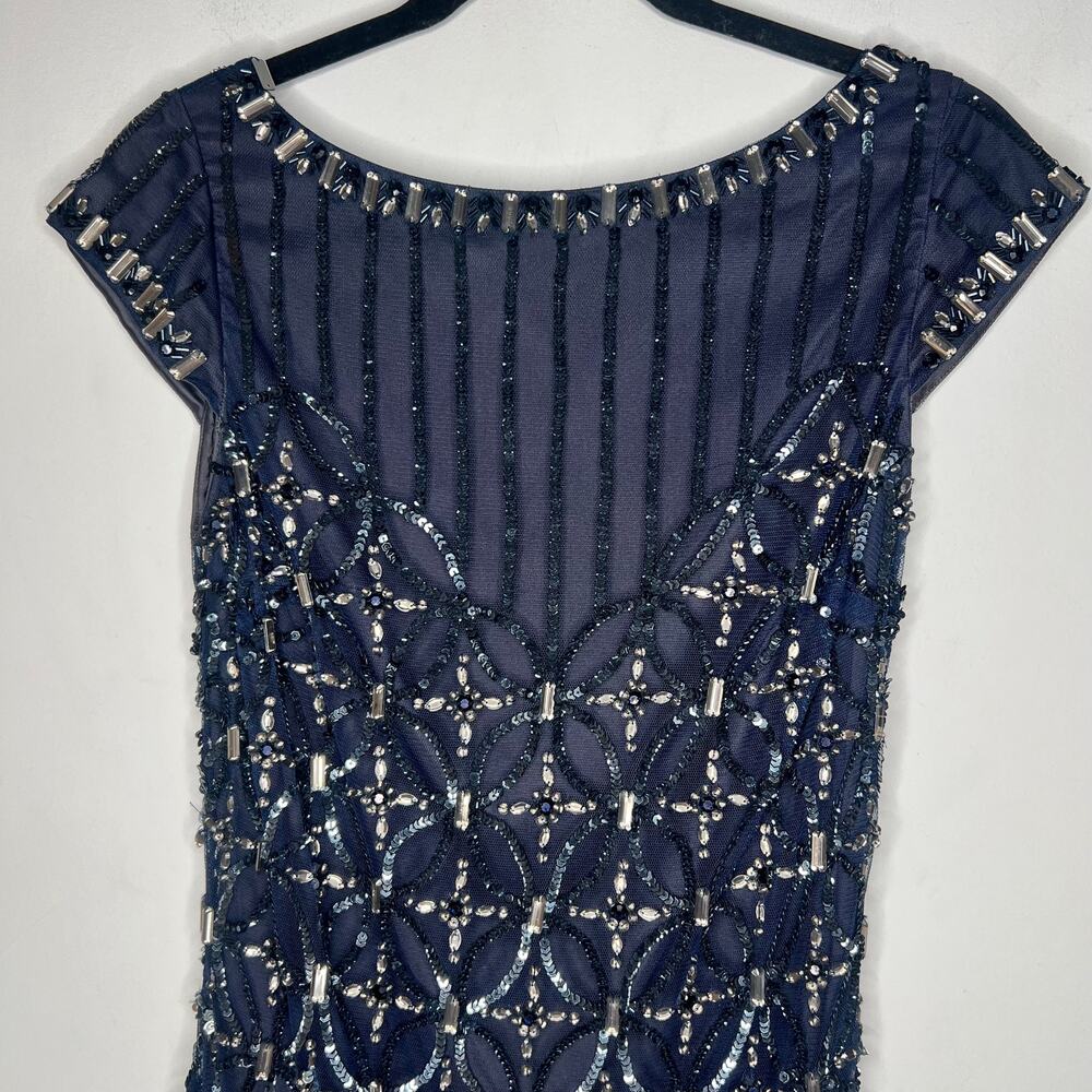Kay Unger Navy Sequin Mini Dress Size 6 - Picture 5 of 11